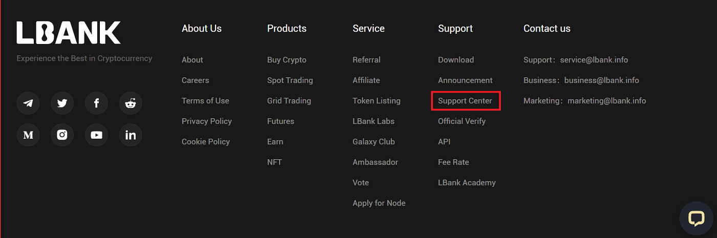 Cum să contactați asistența LBank